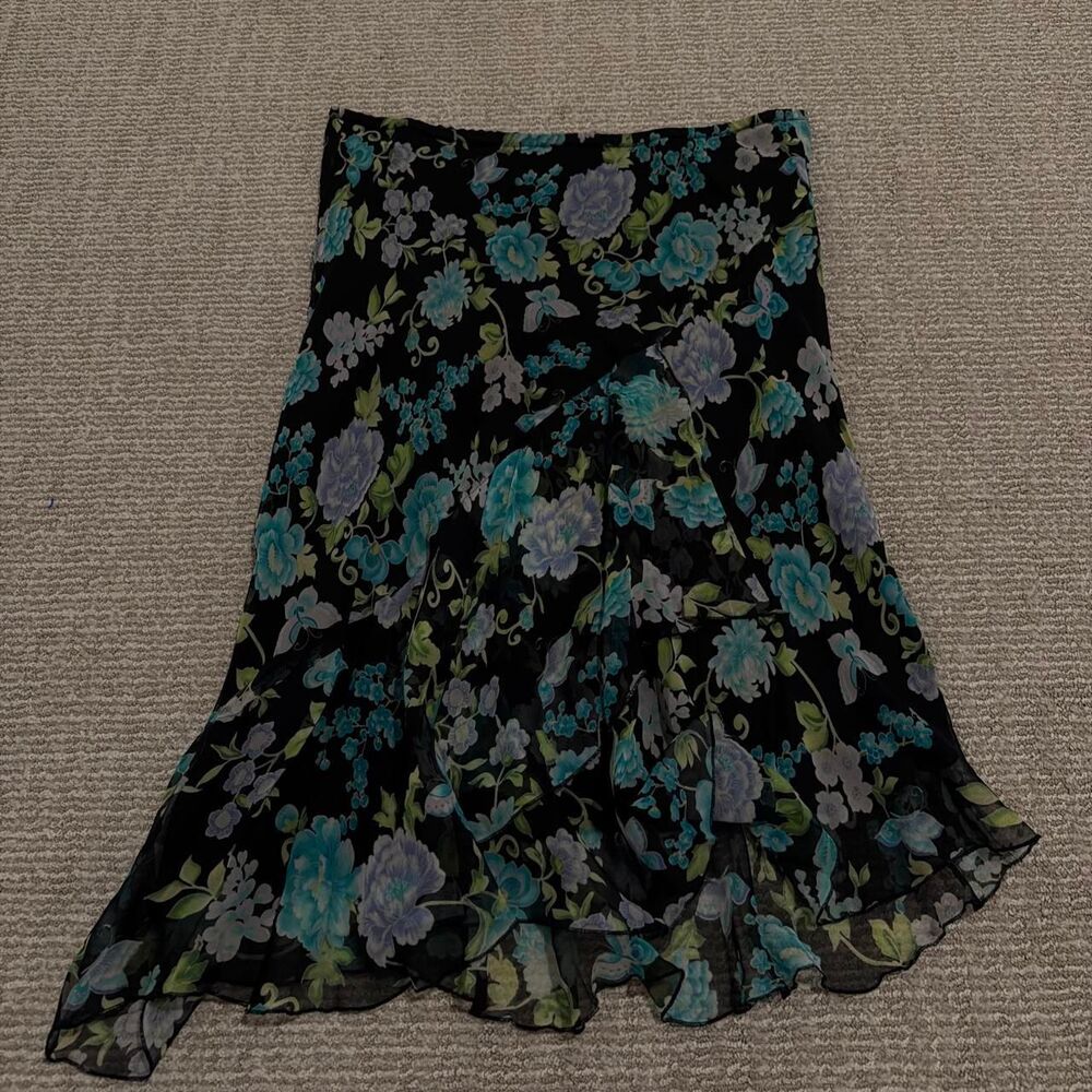 vintage Low rise silk fairy skirt w butterflies - Picture 2 of 5
